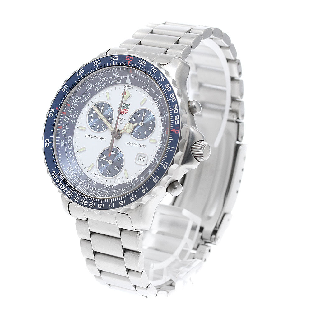 TAG HEUER pilot 530.806K Date Chronograph White / Navy Dial Quartz Men's_961278