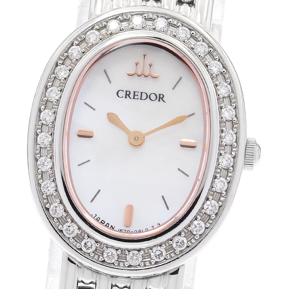 SEIKO CREDOR SIGNO GSTE891/1E70-0AH0 Diamond Bezel White shell Dial Quartz Ladies Watch_961656