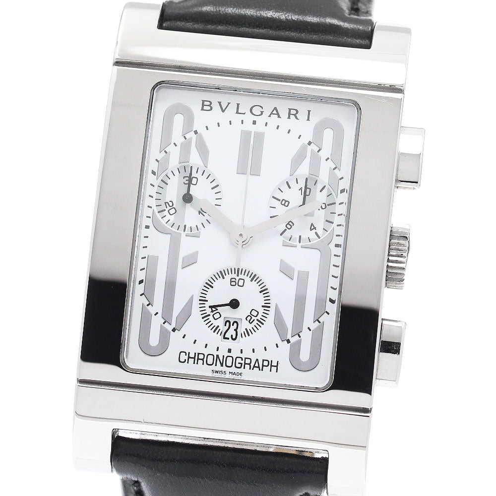 BVLGARI Rettangolo RTC49S Date Chronograph white Dial Quartz Men's Watch_961680