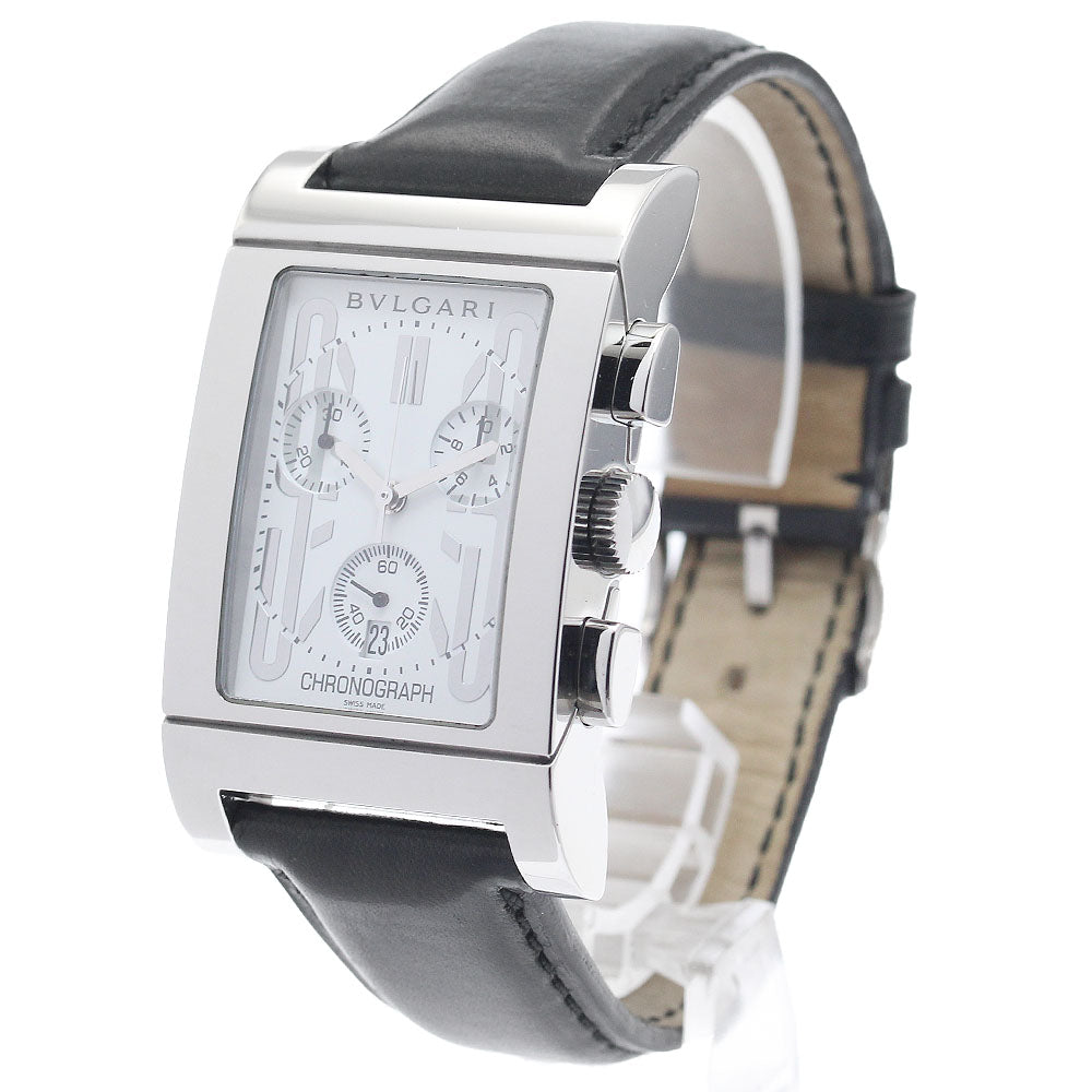 BVLGARI Rettangolo RTC49S Date Chronograph white Dial Quartz Men's Watch_961680