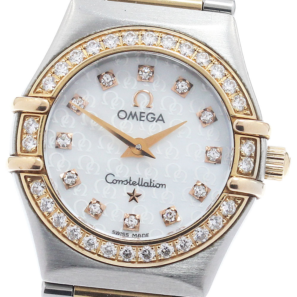 OMEGA Constellation Mini 1360.75 12P diamond bezel White shell Dial Quartz Ladies Watch_962112