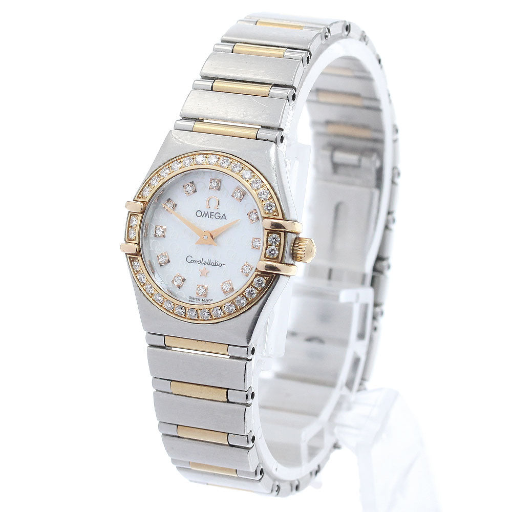 OMEGA Constellation Mini 1360.75 12P diamond bezel White shell Dial Quartz Ladies Watch_962112