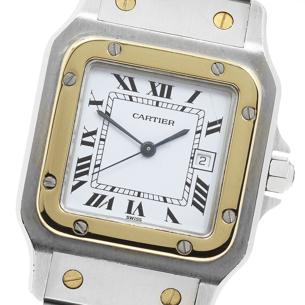 CARTIER Santos GalbeeLM Date YG bezel white Dial Automatic Men's Watch_962788