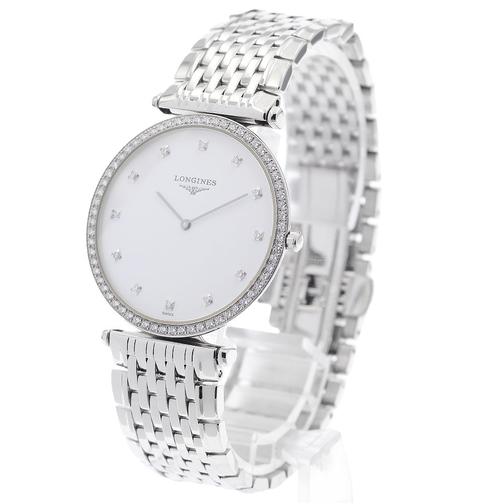 LONGINES Grand classic L4.741.0 Diamond Bezel white Dial Quartz Men's_963224