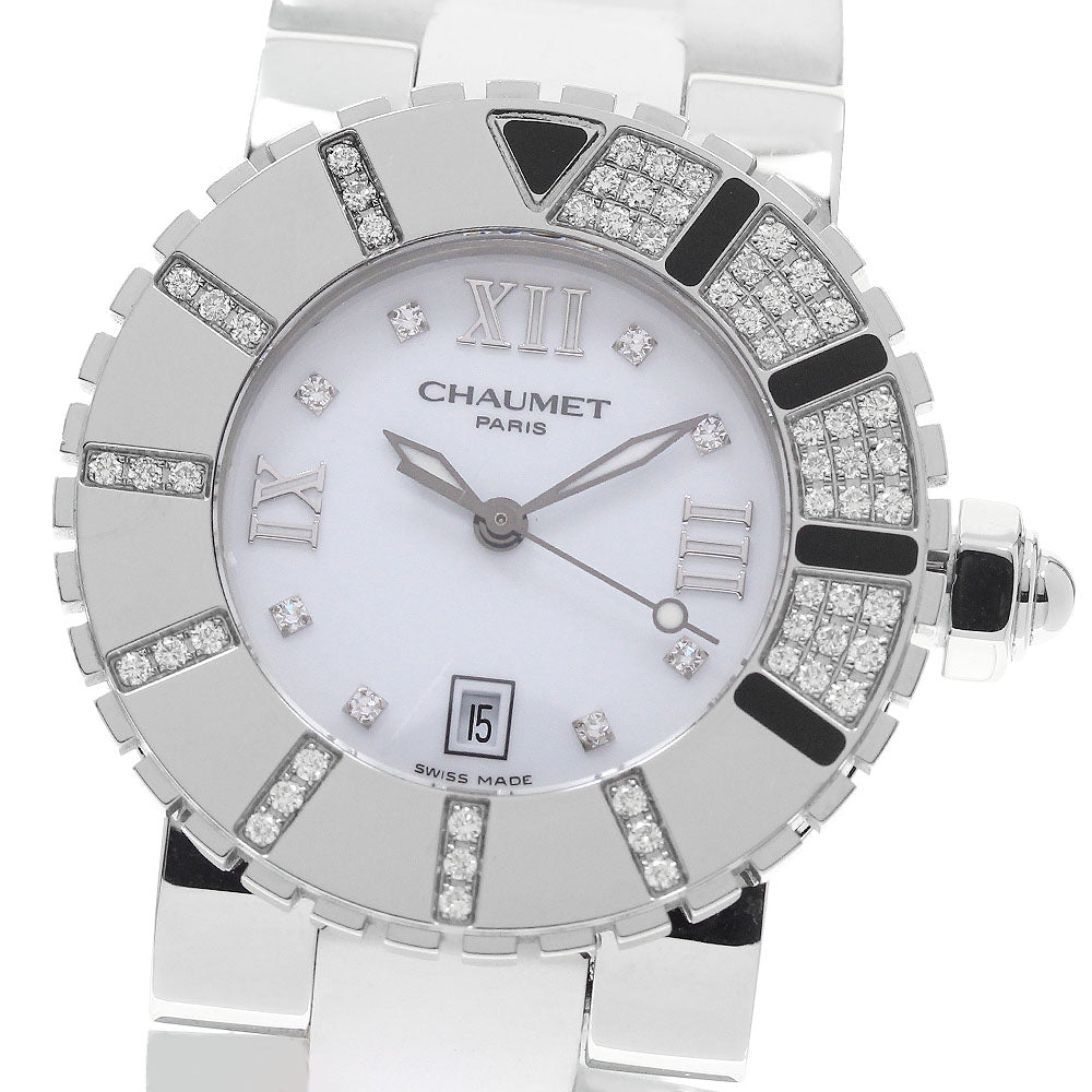 Chaumet Class one W0621N-24C date diamond bezel white Dial Quartz Boy's Watch_963321