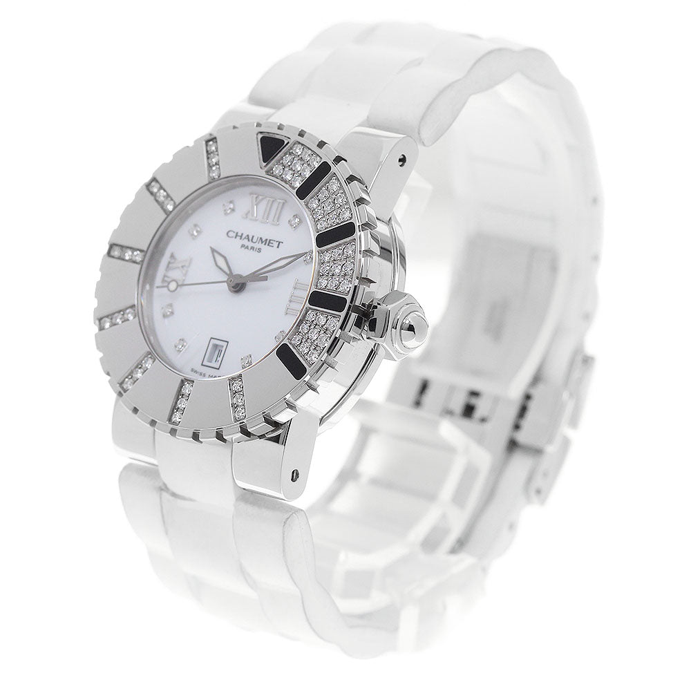 Chaumet Class one W0621N-24C date diamond bezel white Dial Quartz Boy's Watch_963321