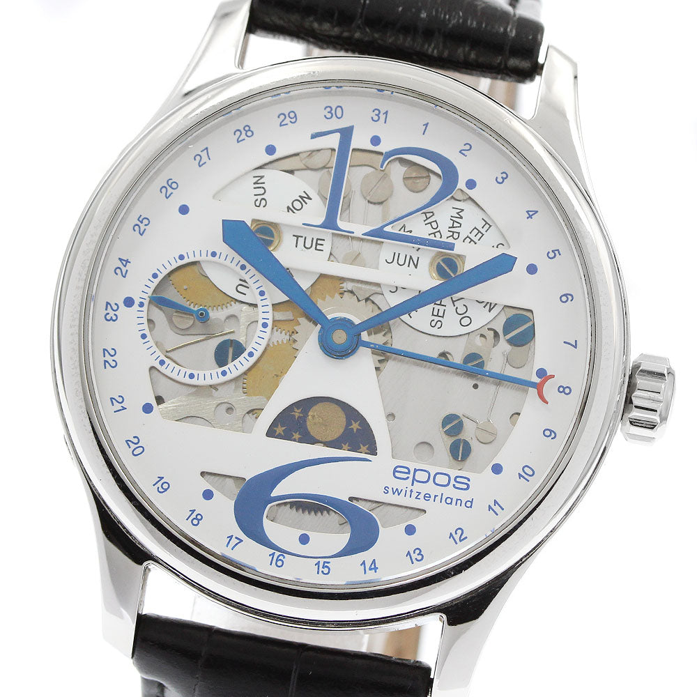 EPOS Passion Full Calendar Moon Phase 3368WH Triple calendar skeleton Dial Hand Winding Men's Watch_963465