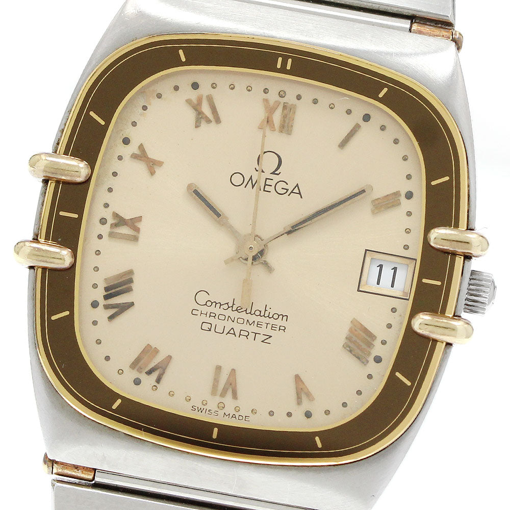 OMEGA Constellation Date half bar Gold Dial Quartz Men's Watch_965125