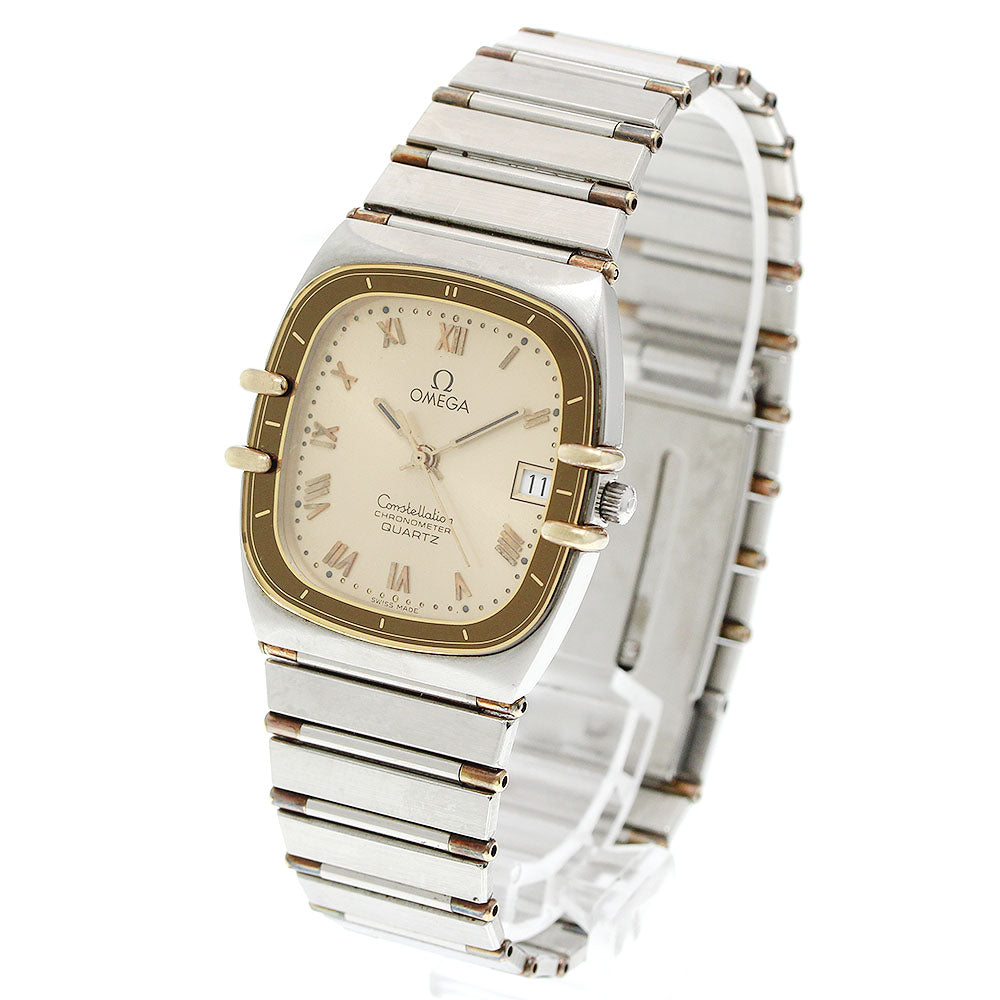 OMEGA Constellation Date half bar Gold Dial Quartz Men's Watch_965125