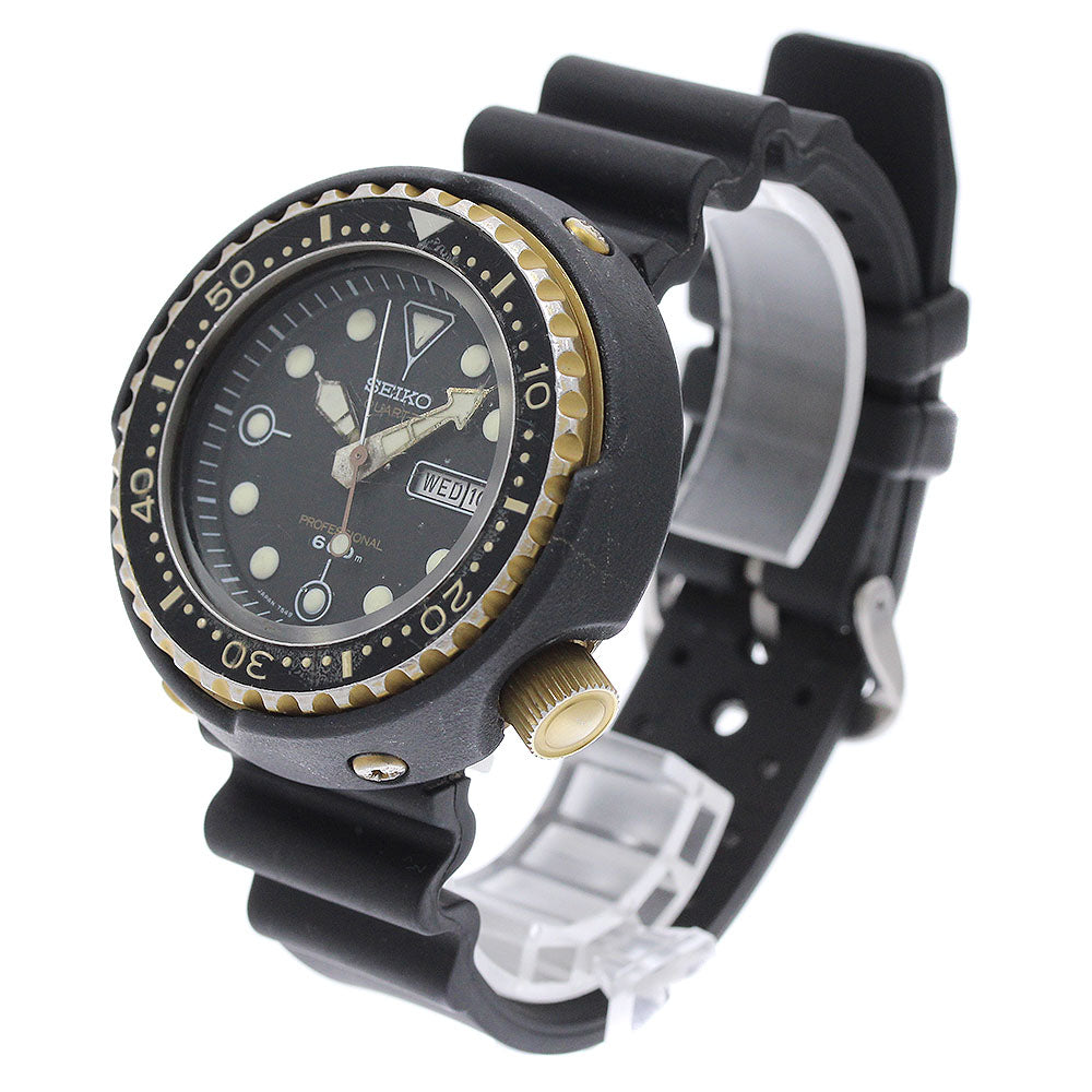 SEIKO Prospex Scuba 600 7549-7009 Day date black Dial Quartz Men's Watch_965177