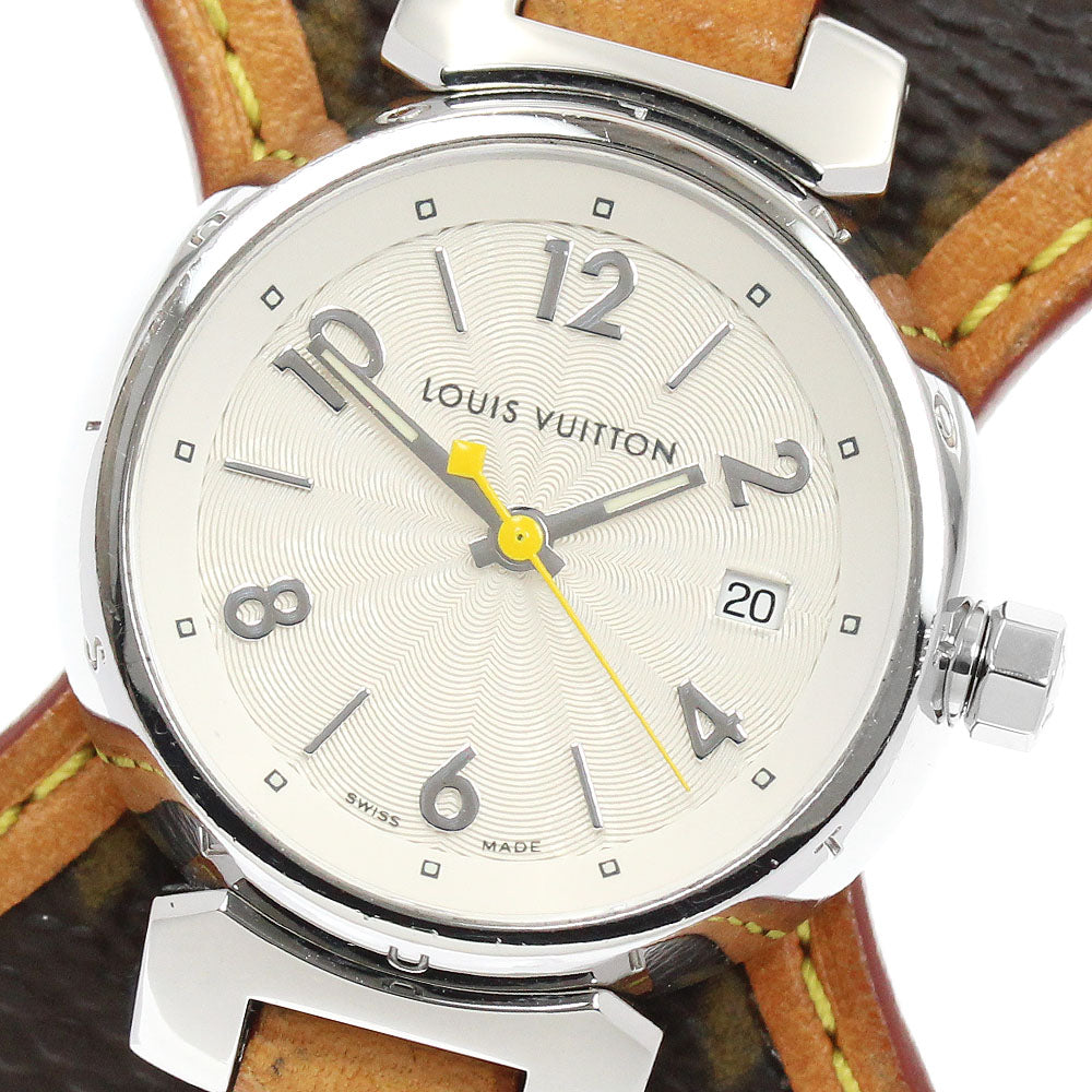 LOUIS VUITTON Tambour Q121K Date Silver Dial Quartz Ladies Watch_965211