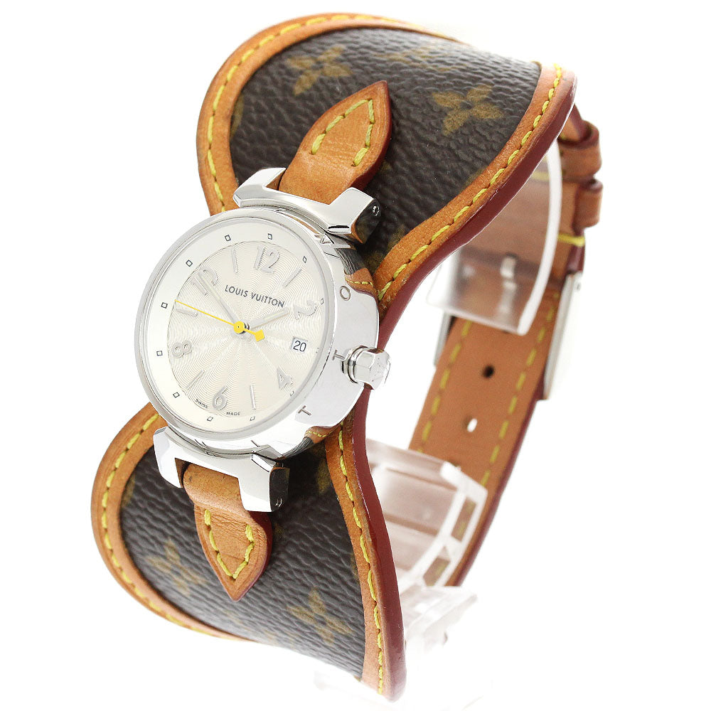 LOUIS VUITTON Tambour Q121K Date Silver Dial Quartz Ladies Watch_965211