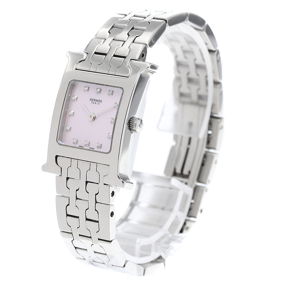 HERMES H watch HH1.210 12P diamond Pink shell Dial Quartz Ladies Watch_965263