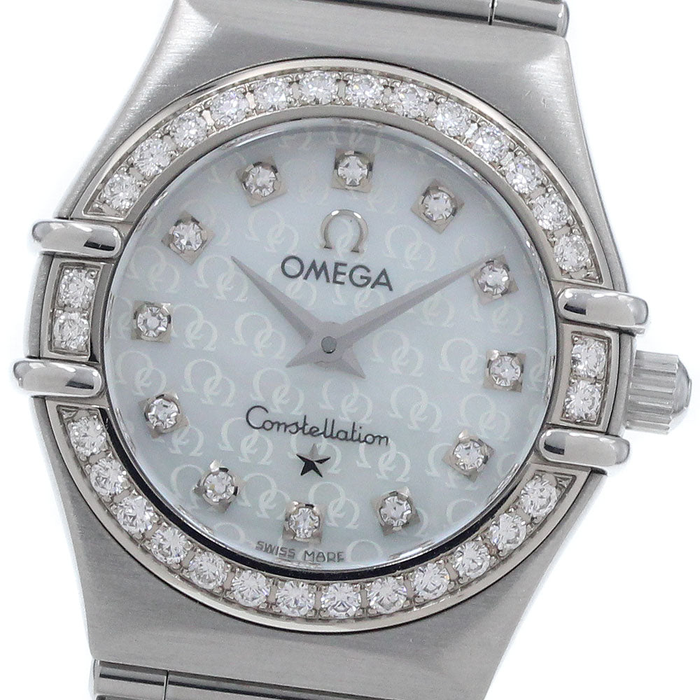 OMEGA Constellation 1460.75 12P diamond bezel White shell Dial Quartz Ladies Watch_965359