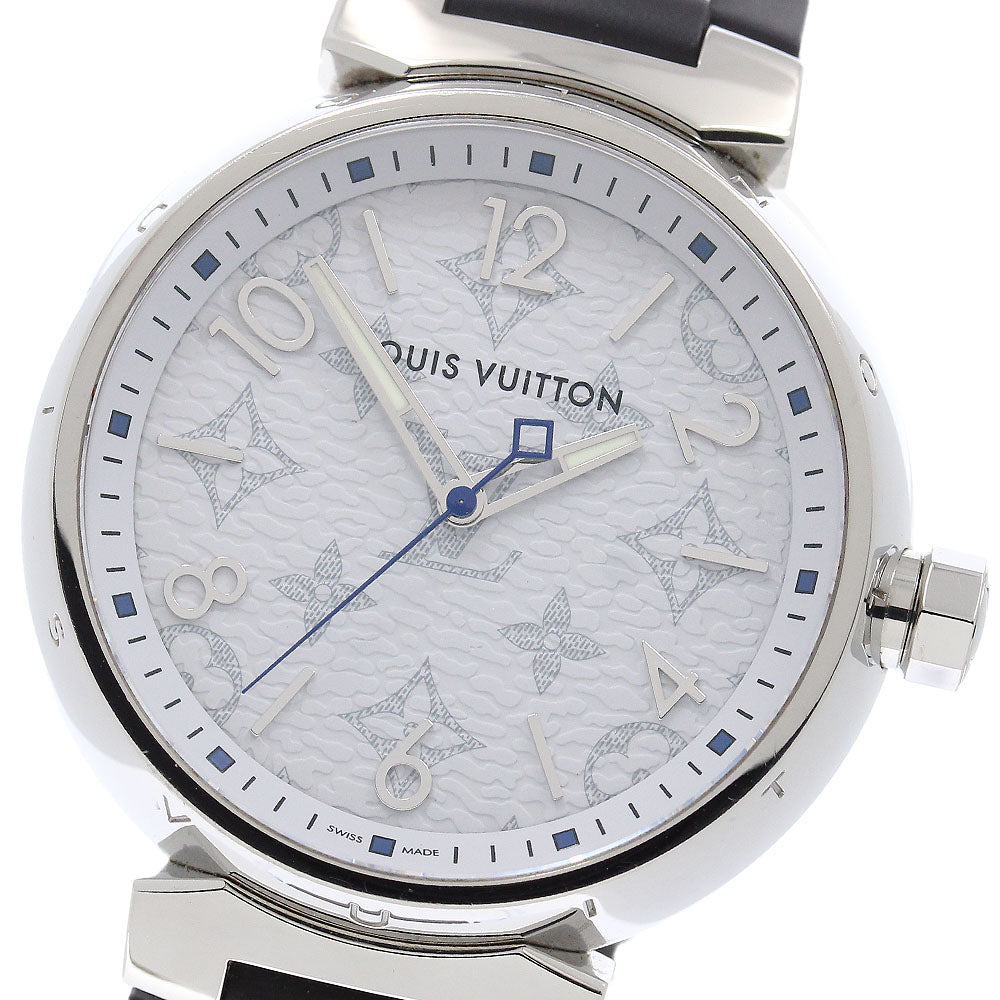 LOUIS VUITTON Tambourg GM QA114 Monogram white Dial Quartz Men's Watch_965379