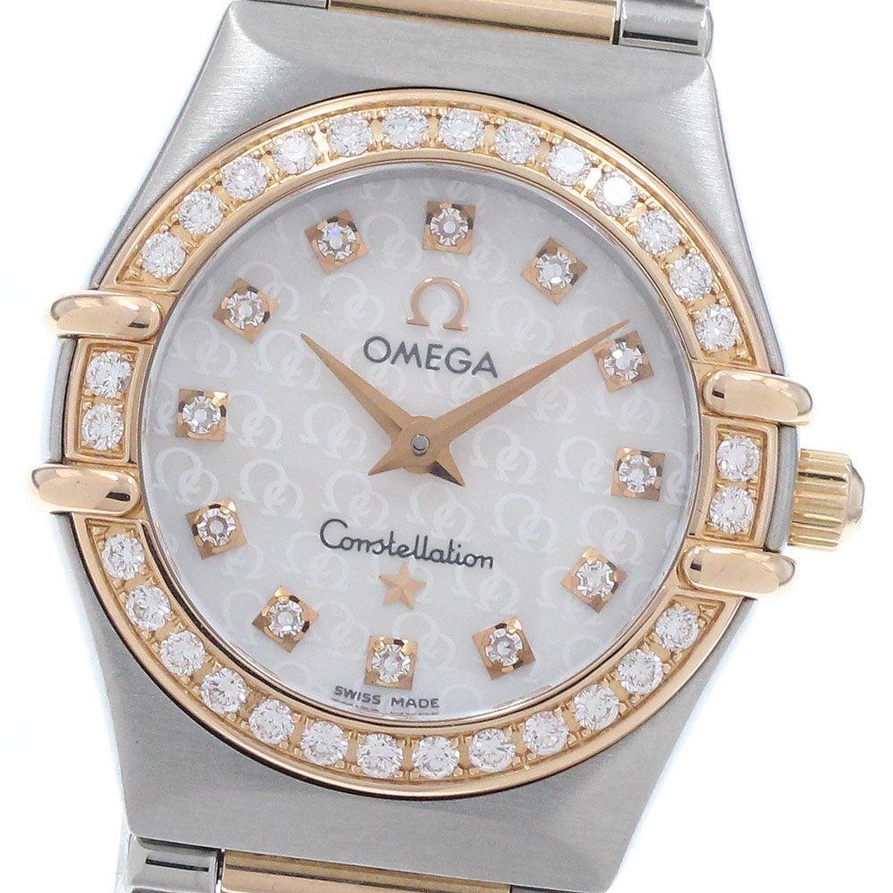 OMEGA Constellation Mini 1360.75 12P diamond bezel White shell Dial Quartz Ladies Watch_965526
