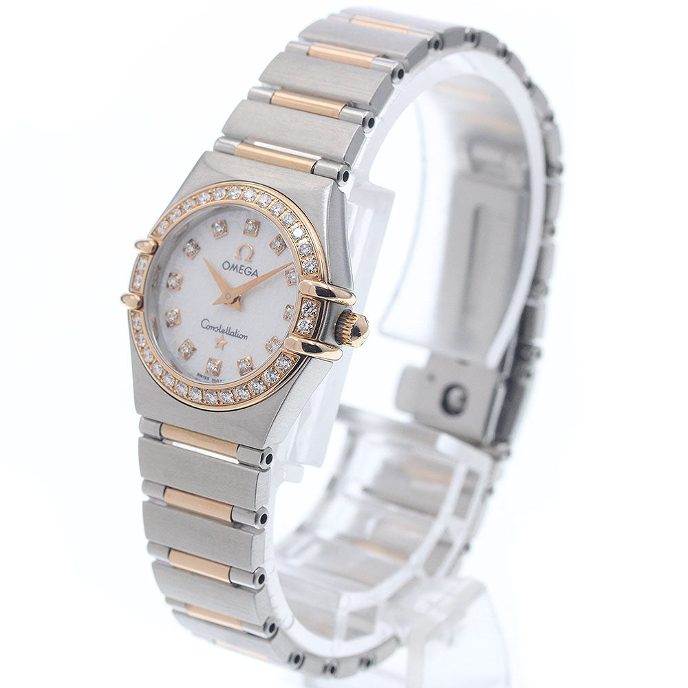 OMEGA Constellation Mini 1360.75 12P diamond bezel White shell Dial Quartz Ladies Watch_965526