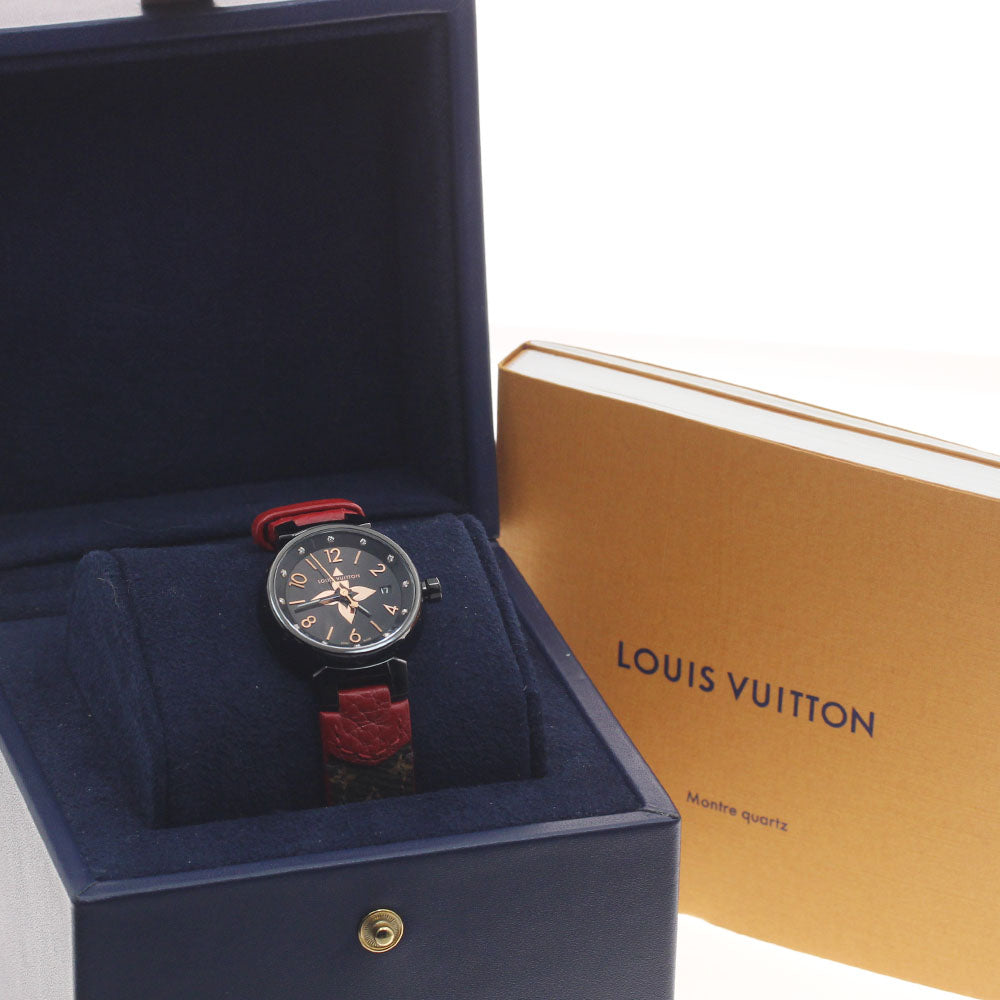 LOUIS VUITTON Tambour All Black PM QA047 12P diamond Quartz Ladies Watch_965933