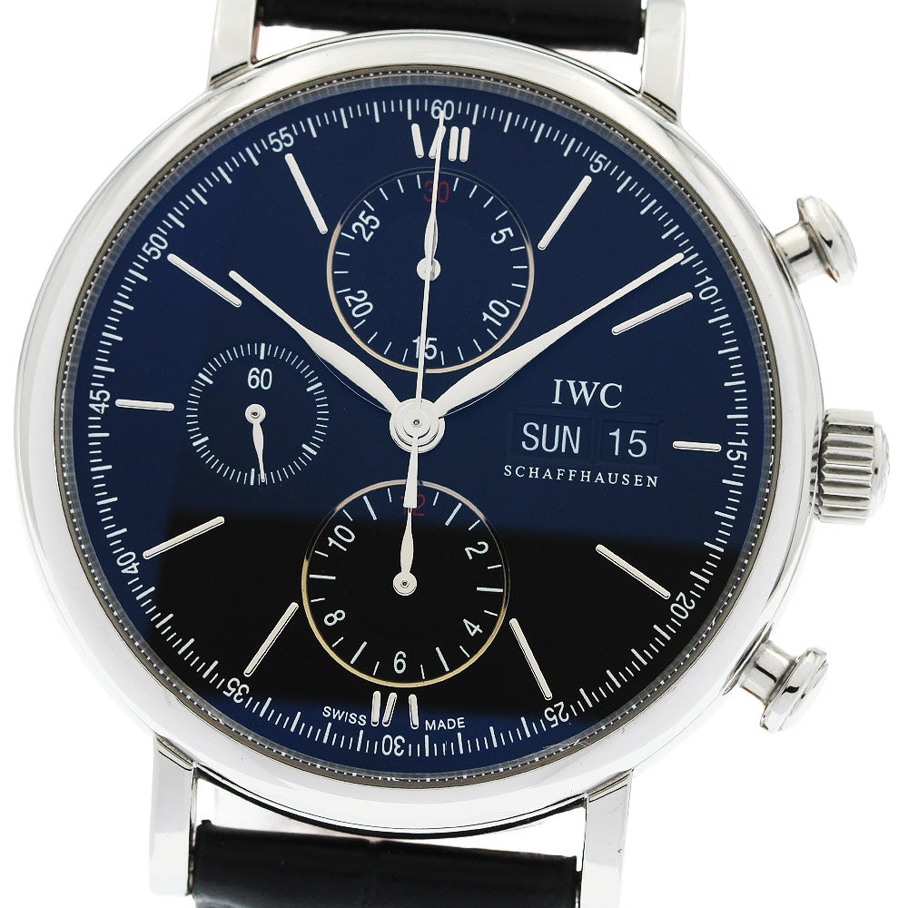 IWC SCHAFFHAUSEN Portofino IW391008 Day-Date Chronograph black Dial Automatic Men's Watch_966489