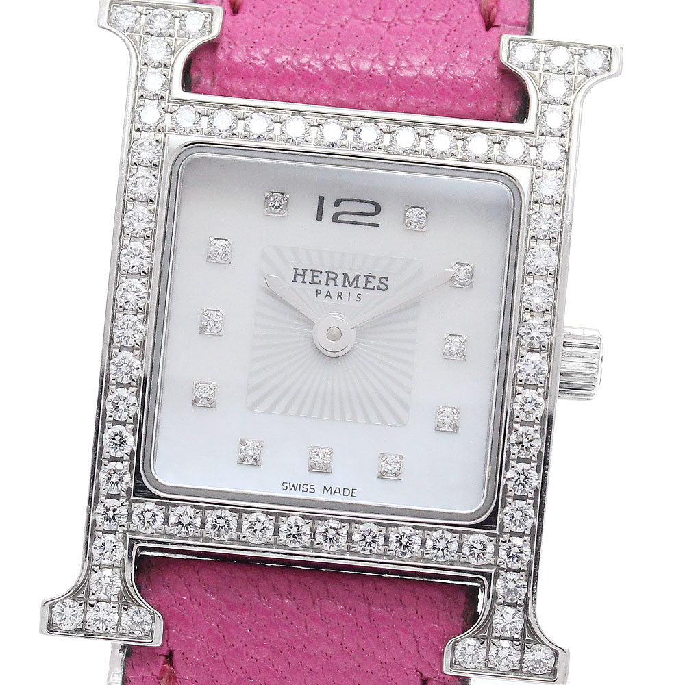 HERMES H watch HH1.230 Diamond bezel 11P Silver Dial Quartz Ladies Watch_966492
