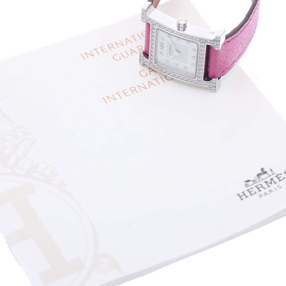 HERMES H watch HH1.230 Diamond bezel 11P Silver Dial Quartz Ladies Watch_966492