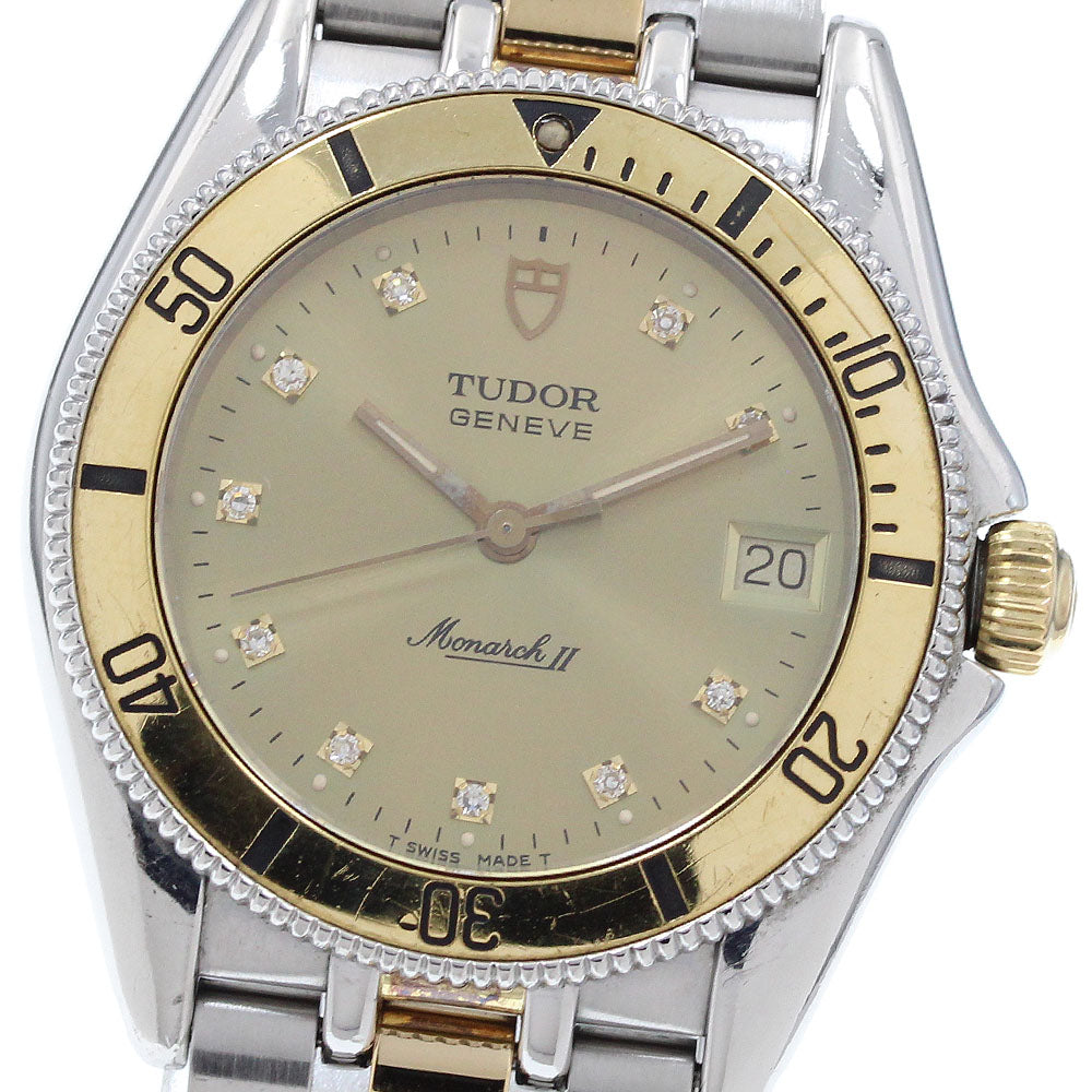 TUDOR Monarch 15753 Date 10P diamond gold Dial Quartz Boy's Watch_967881