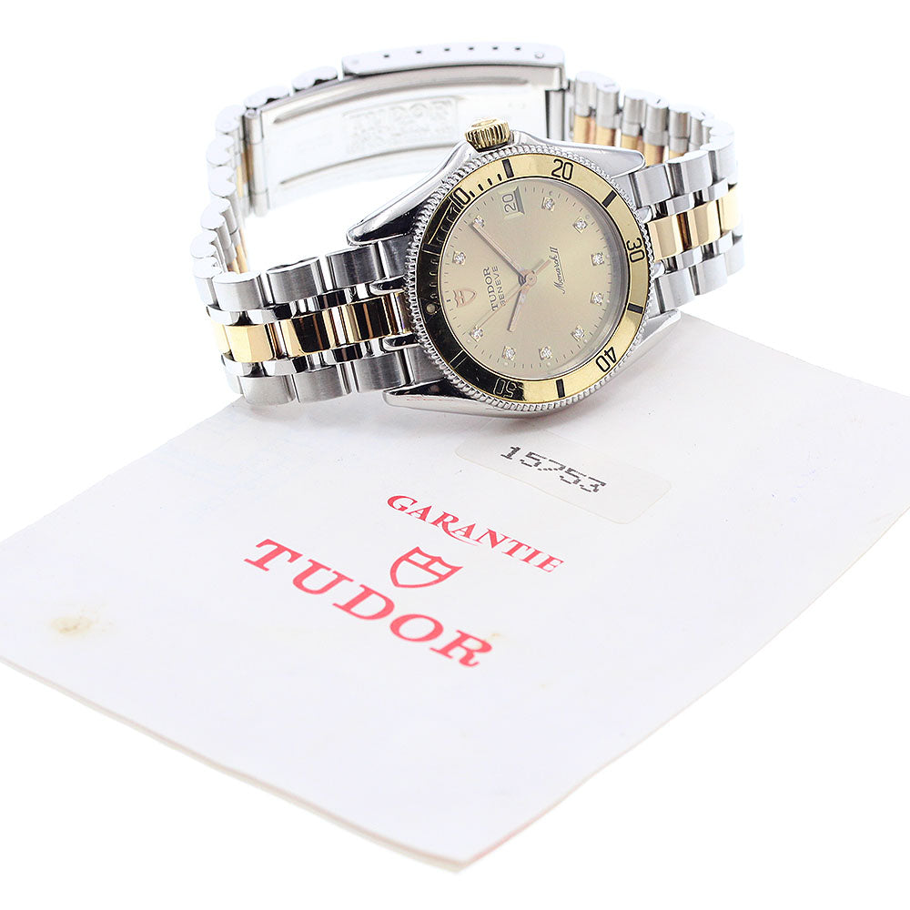 TUDOR Monarch 15753 Date 10P diamond gold Dial Quartz Boy's Watch_967881