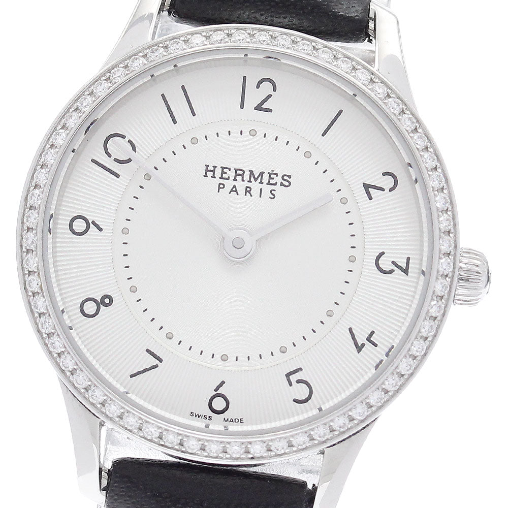 HERMES Slim Do CA2.130 Diamond Bezel Silver Dial Quartz Ladies Watch_969036
