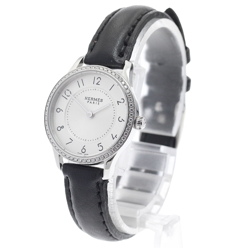 HERMES Slim Do CA2.130 Diamond Bezel Silver Dial Quartz Ladies Watch_969036