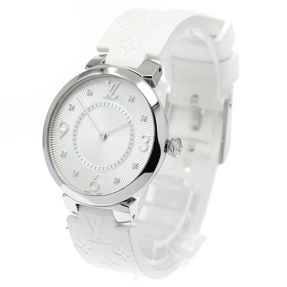 LOUIS VUITTON Tambour Slim MM Q13MJ 8P diamond Silver Dial Quartz Ladies_970655