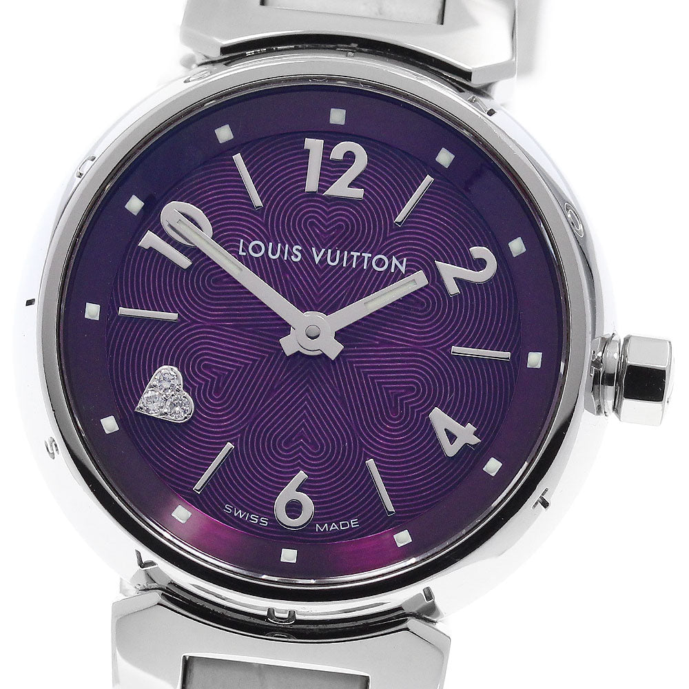 LOUIS VUITTON Tambour Q121D Heart diamond purple Dial Quartz Ladies Watch_970889