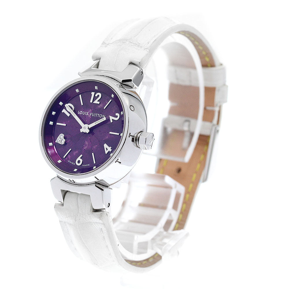 LOUIS VUITTON Tambour Q121D Heart diamond purple Dial Quartz Ladies Watch_970889