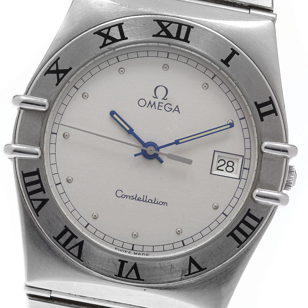 OMEGA Constellation date flat bezel Silver Dial Quartz Men's Watch_972121