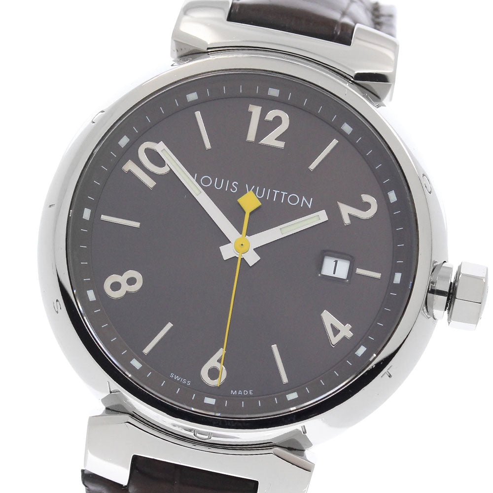 LOUIS VUITTON Tambour Q1111 Date Brown Dial Quartz Men's Watch_972956