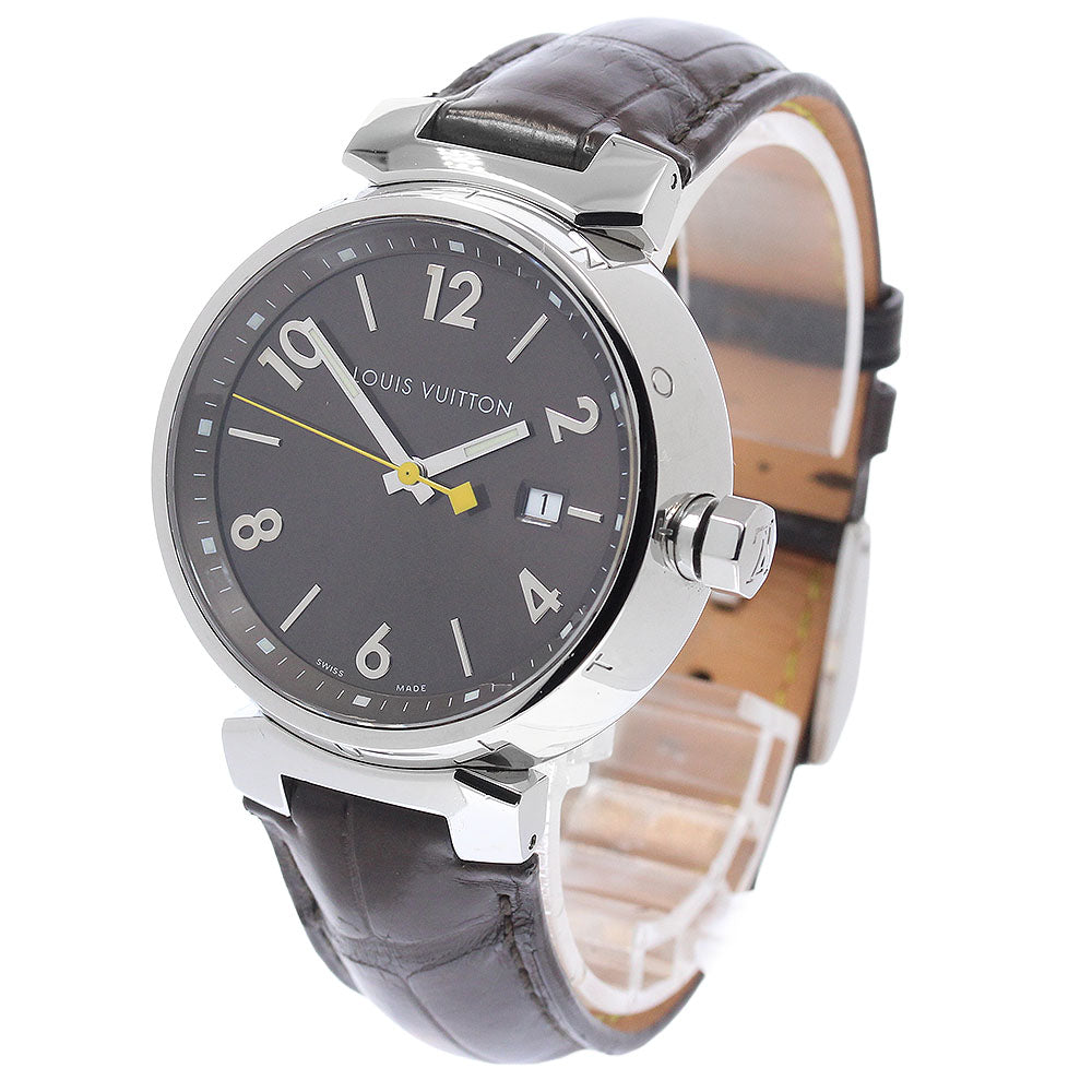 LOUIS VUITTON Tambour Q1111 Date Brown Dial Quartz Men's Watch_972956