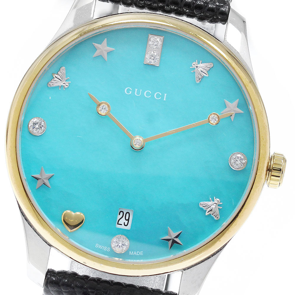 GUCCI G timeless 126.4/YA1264090 8P diamond Blue shell Dial Quartz Men's Watch_973089