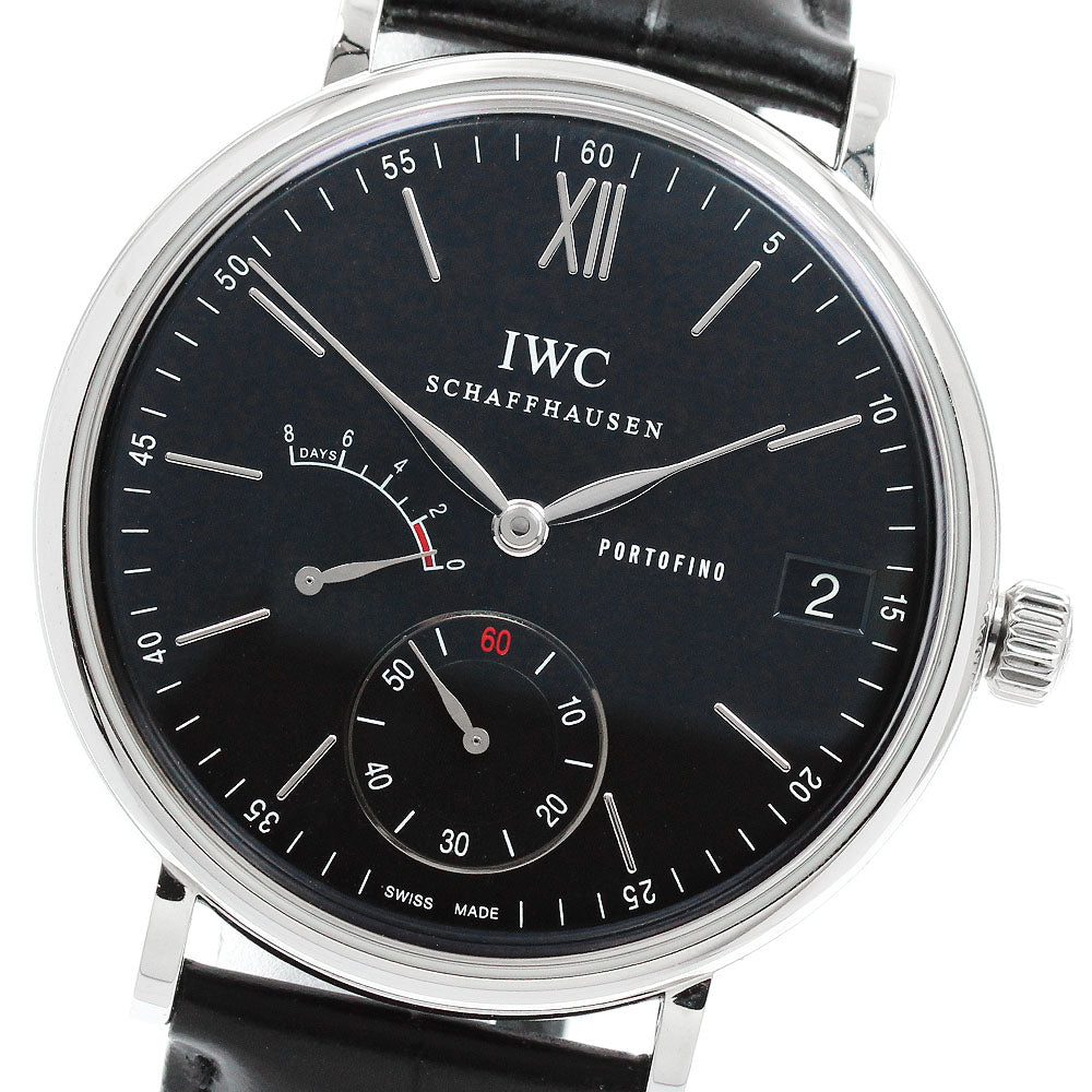 IWC SCHAFFHAUSEN Portofino Handwind 8 Days IW510102 Date power reserve black Dial Hand Winding Men's Watch_973122