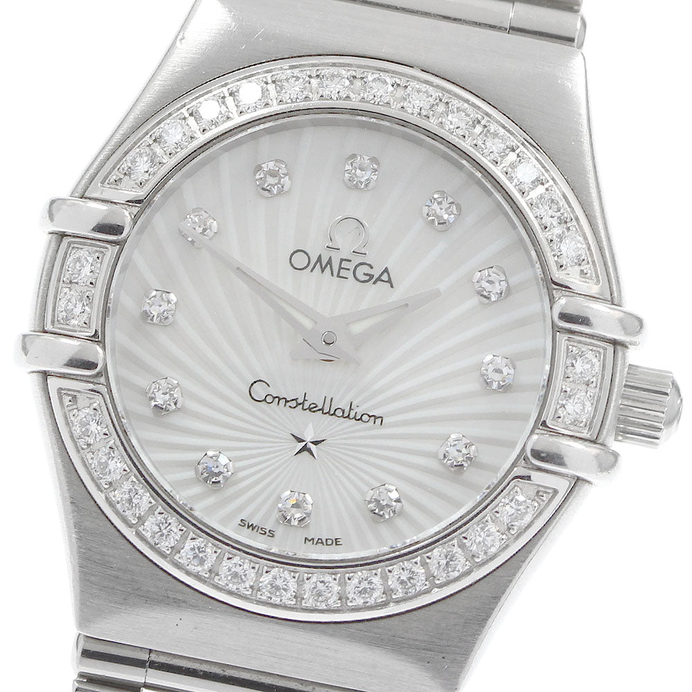 OMEGA Constellation 160 Years 111.15.23.60.55.001 12P diamond bezel White shell Dial Quartz Ladies Watch_973131