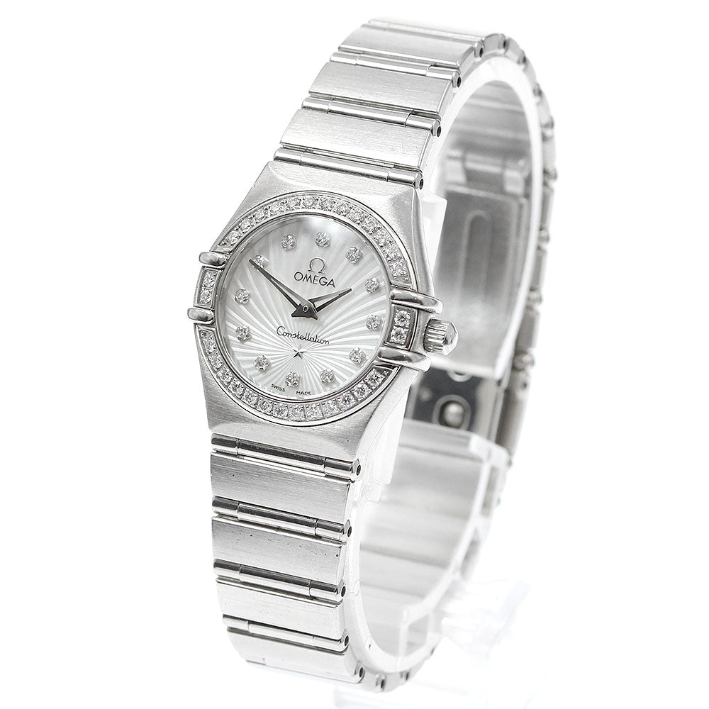 OMEGA Constellation 160 Years 111.15.23.60.55.001 12P diamond bezel White shell Dial Quartz Ladies Watch_973131
