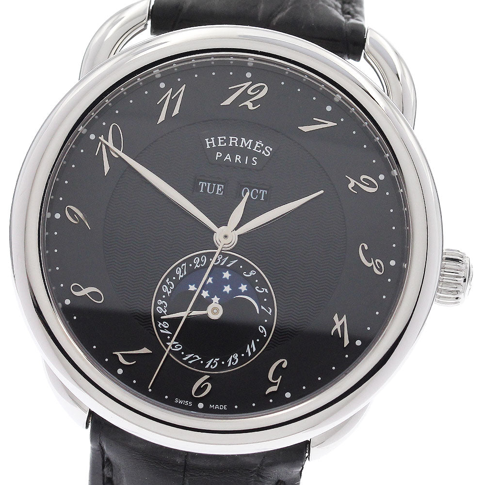 HERMES Grand Lune Maxim Arceau AR8.810 Moon phase black Dial Automatic Men's Watch_973693