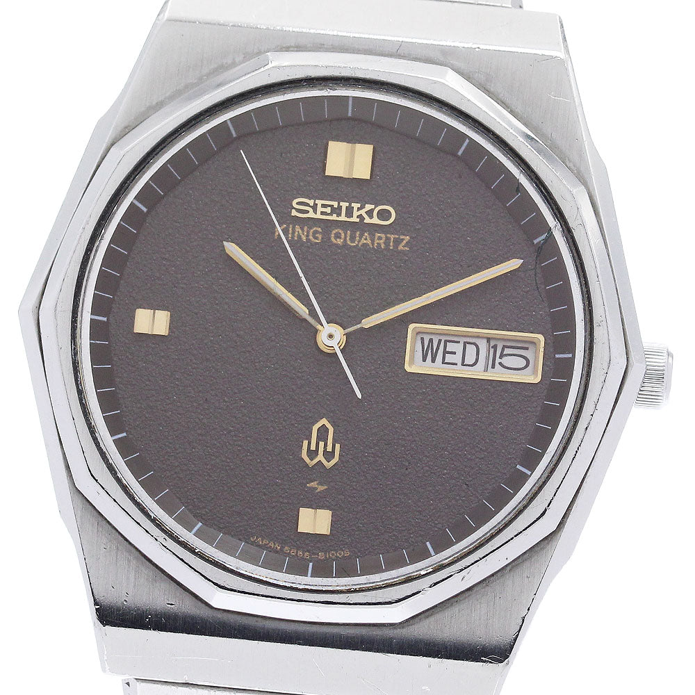 SEIKO King quartz 5856-8080 Day-Date 10-sided Bezel gray Dial Quartz Men's Watch_974152