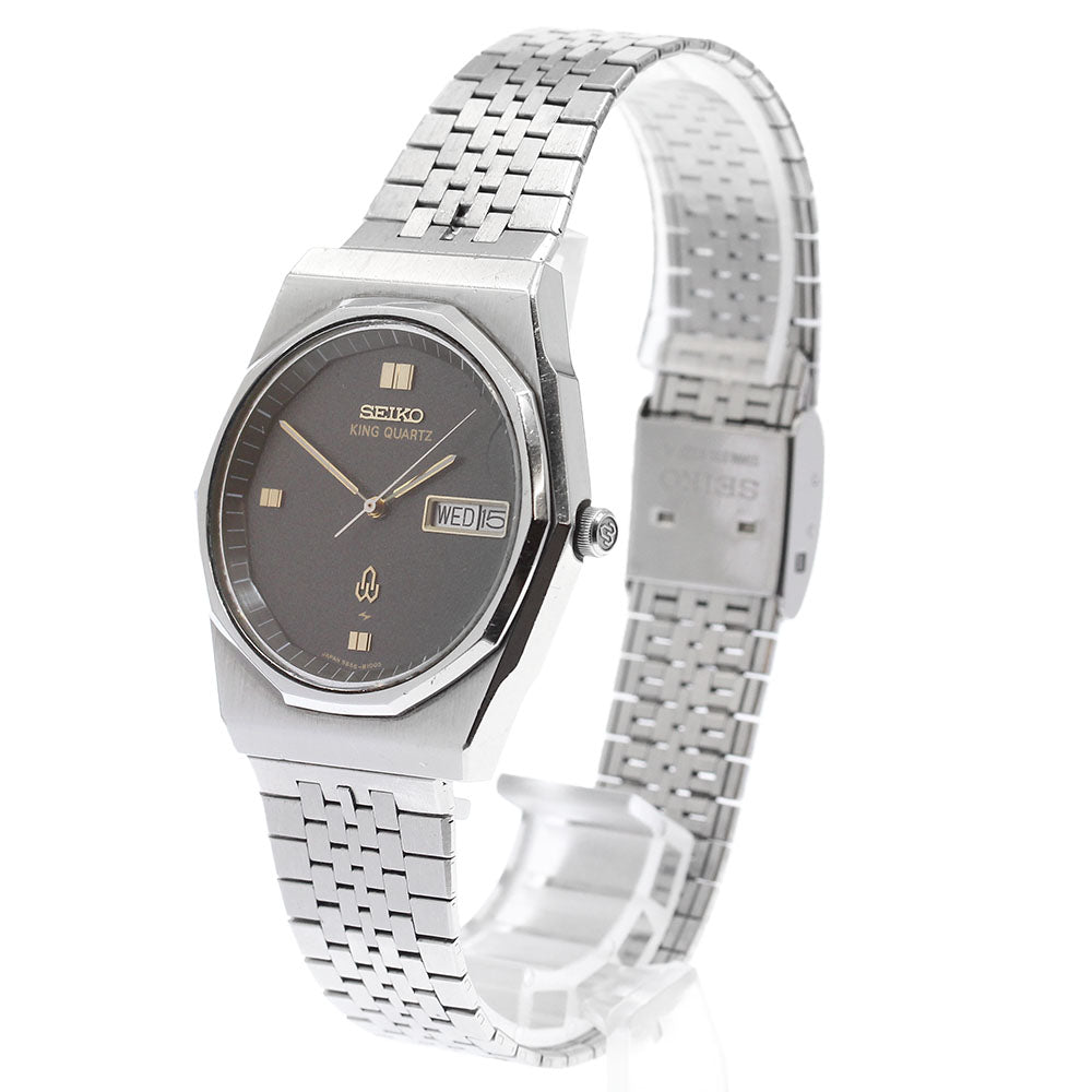 SEIKO King quartz 5856-8080 Day-Date 10-sided Bezel gray Dial Quartz Men's Watch_974152