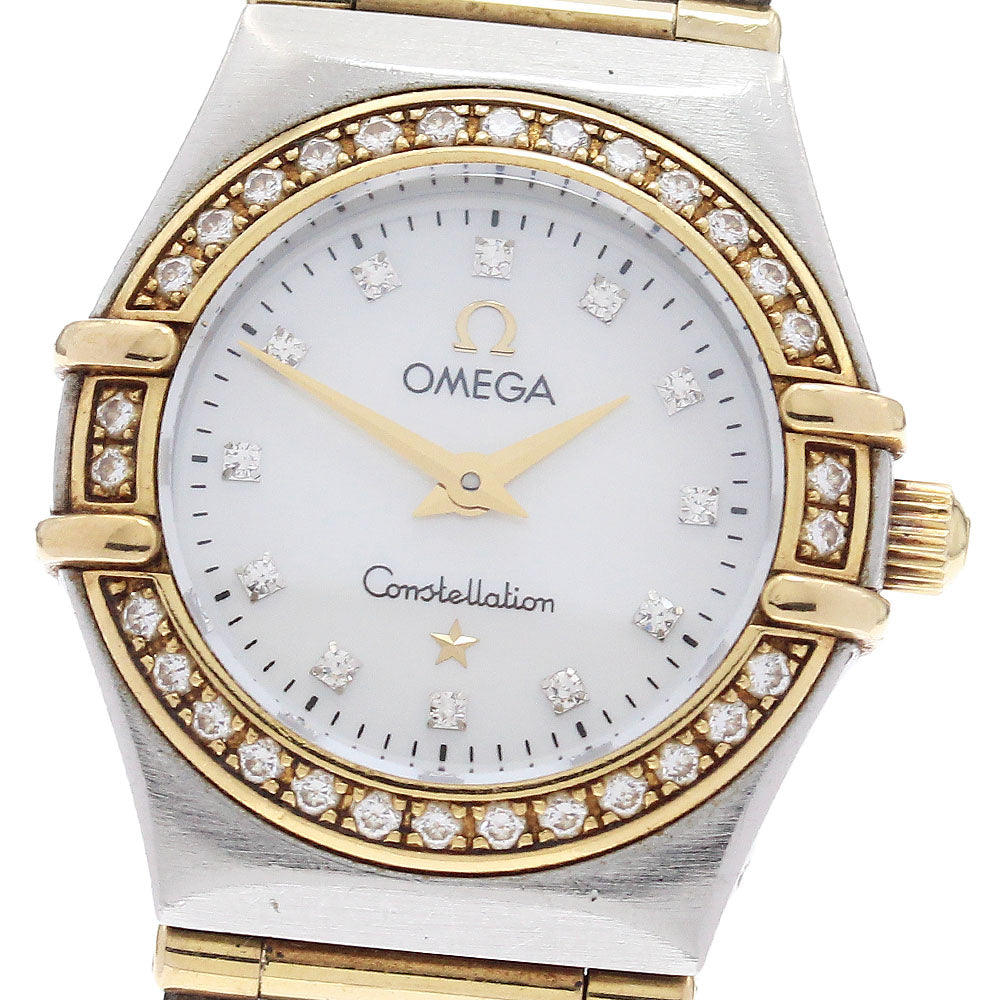 OMEGA Constellation Mini 1267.75 12P diamond bezel full bar White shell Dial Quartz Ladies Watch_974257