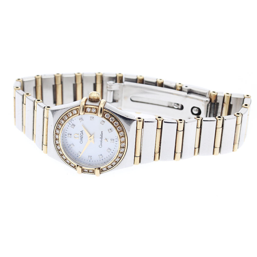 OMEGA Constellation Mini 1267.75 12P diamond bezel full bar White shell Dial Quartz Ladies Watch_974257