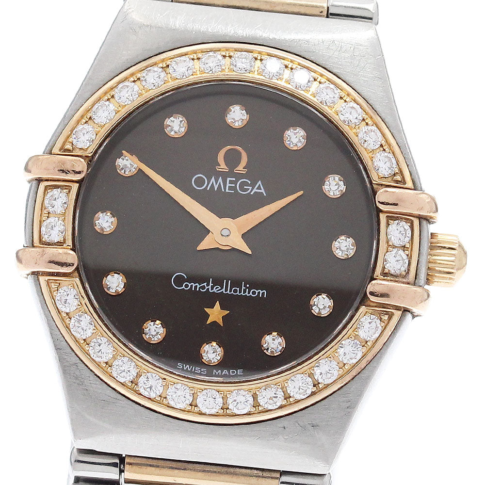 OMEGA Constellation 1360.60 12P diamond bezel Brown Dial Quartz Ladies _974334