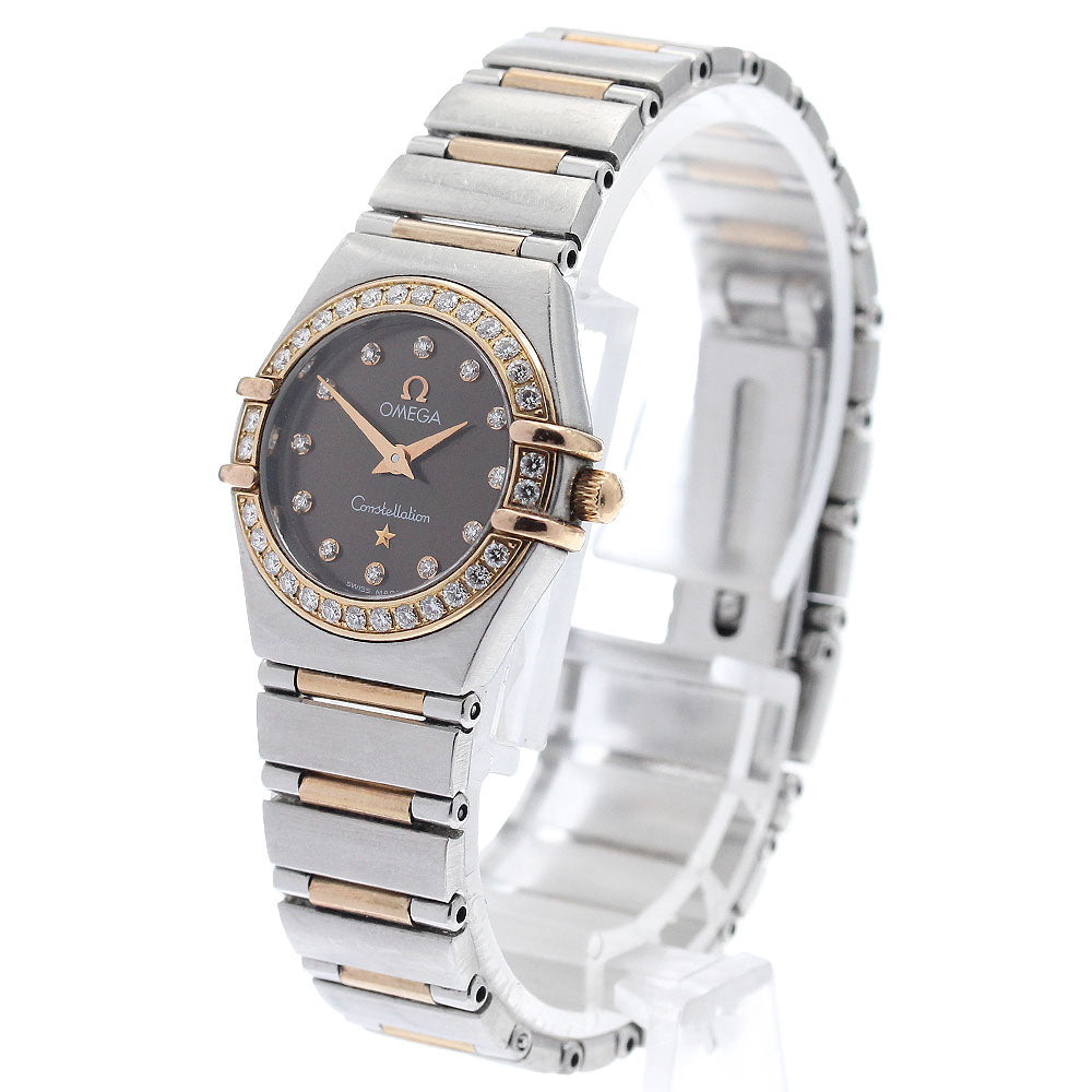 OMEGA Constellation 1360.60 12P diamond bezel Brown Dial Quartz Ladies _974334