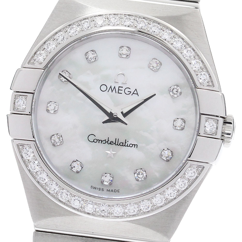 OMEGA Constellation 123.15.27.60.55.001 Diamond bezel 12P White shell Dial Quartz Ladies Watch_974360