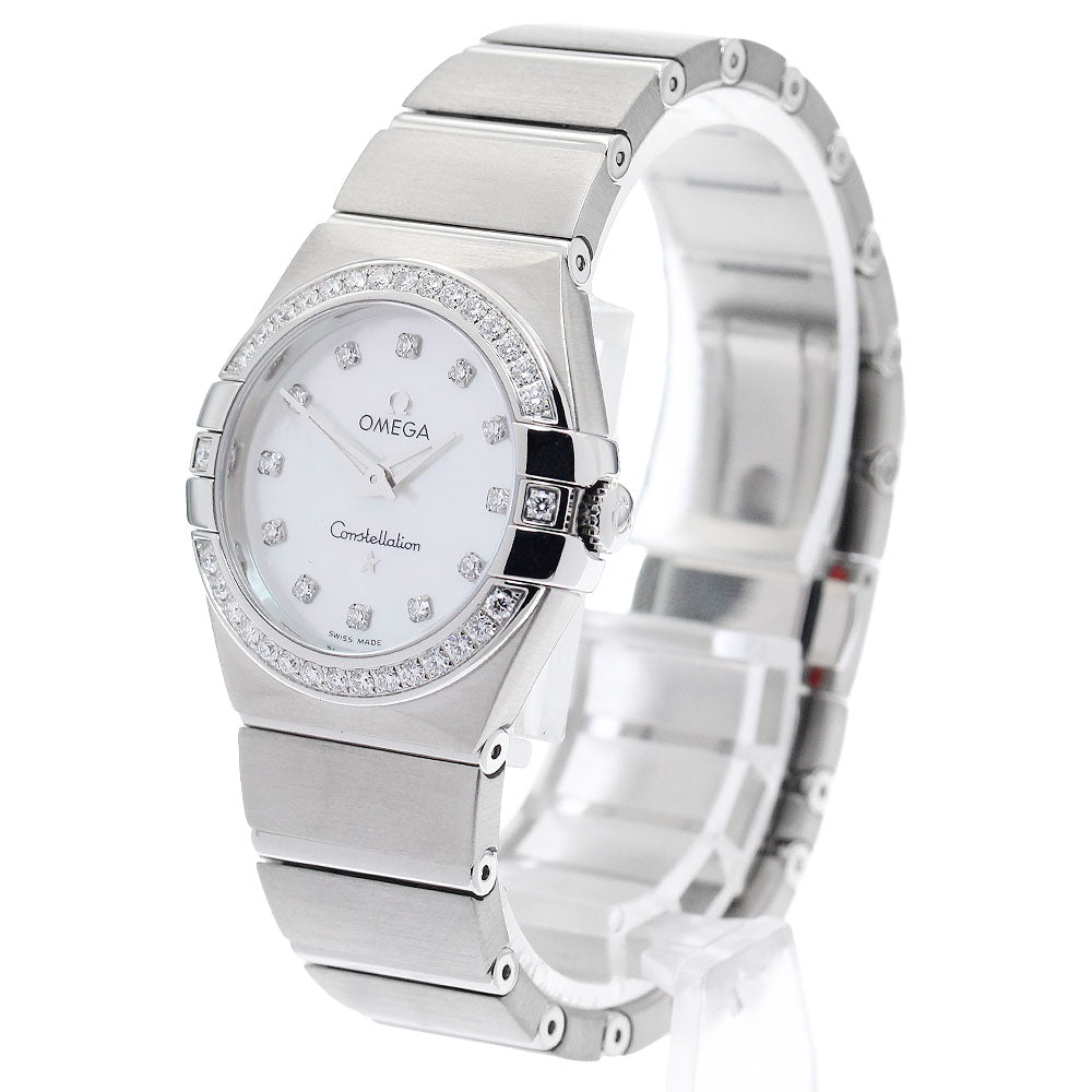 OMEGA Constellation 123.15.27.60.55.001 Diamond bezel 12P White shell Dial Quartz Ladies Watch_974360