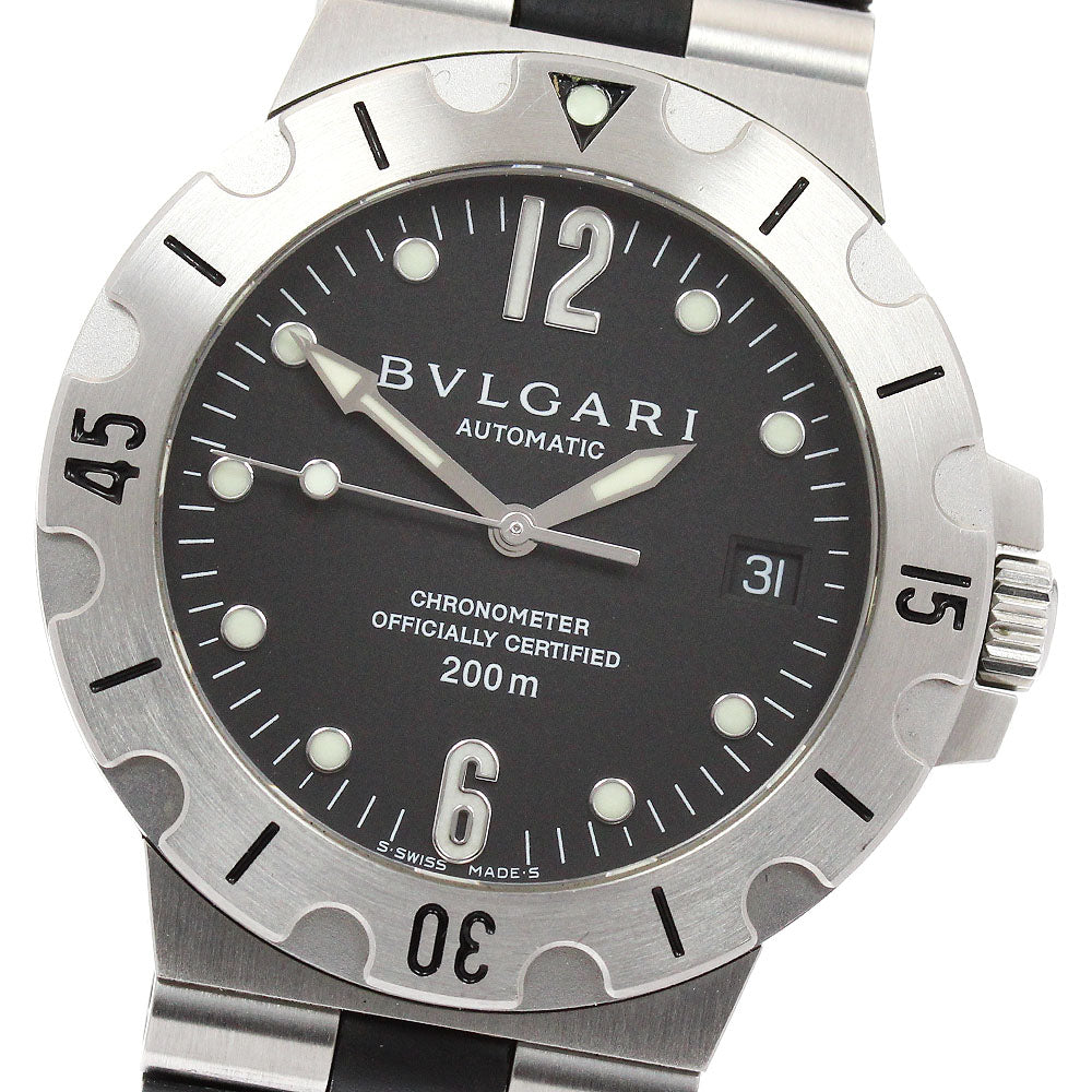 BVLGARI Diagono Scuba SD38S Date Black Dial Automatic Men's Watch_974415