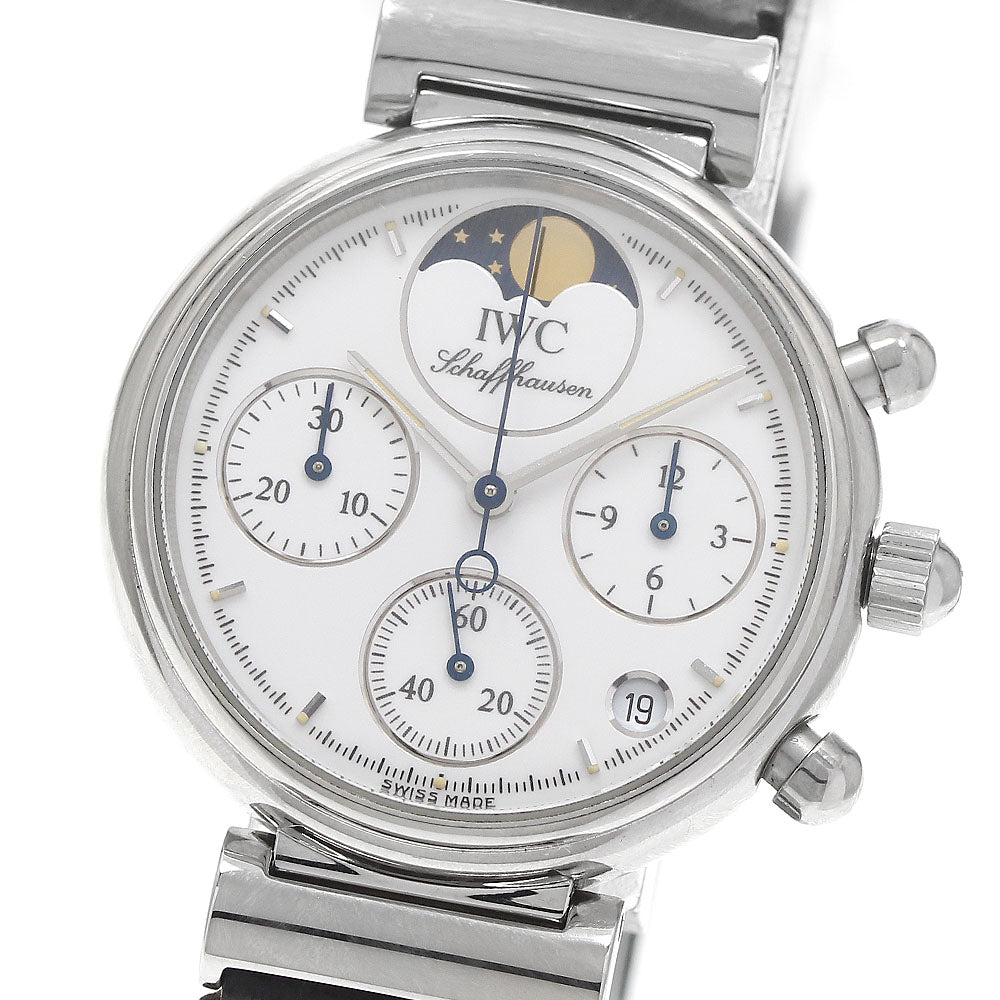 IWC SCHAFFHAUSEN Little Da Vinci IW373605 Chronograph Moon Phase white Dial Quartz Ladies Watch_974786